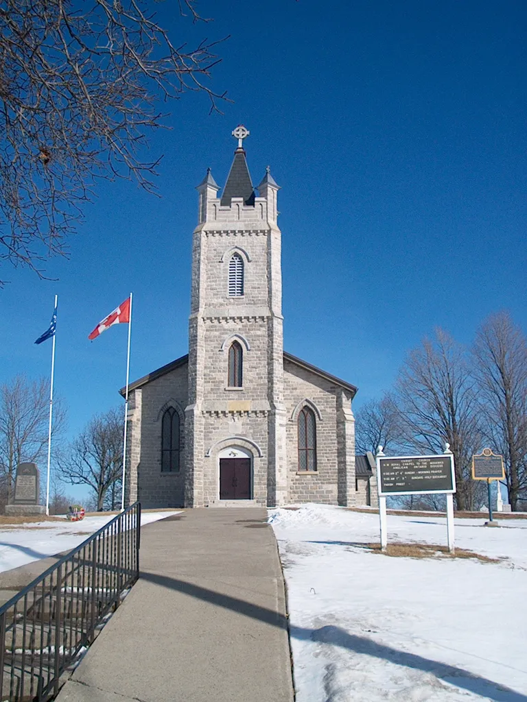 An image of Christ Church Chapel Royal from the road looking east. Christ Church, Her Majesty's Chapel Royal of the Mohawks Historical Site is located near Deseronto, Ontario, and is one of only six Royal chapels outside of the United Kingdom, and one of two in Canada (the other is Her Majesty's Chapel of the Mohawks near Brantford, Ontario). It was designated as a national historical site in 1995, and is administered by the Anglican Parish of Tyendinaga, Diocese of Ontario. Along with Her Majesty's Chapel of the Mohawks it was elevated to a Chapel Royal by The Queen in 2004.