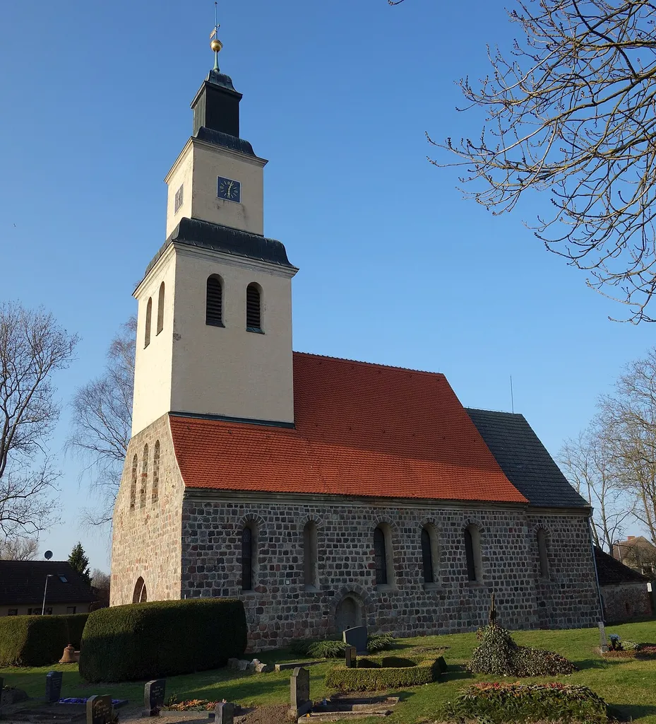 South-south-western view of the church in Frauenhagen , Angermünde municipality , Uckermark district, Brandenburg state, Germany