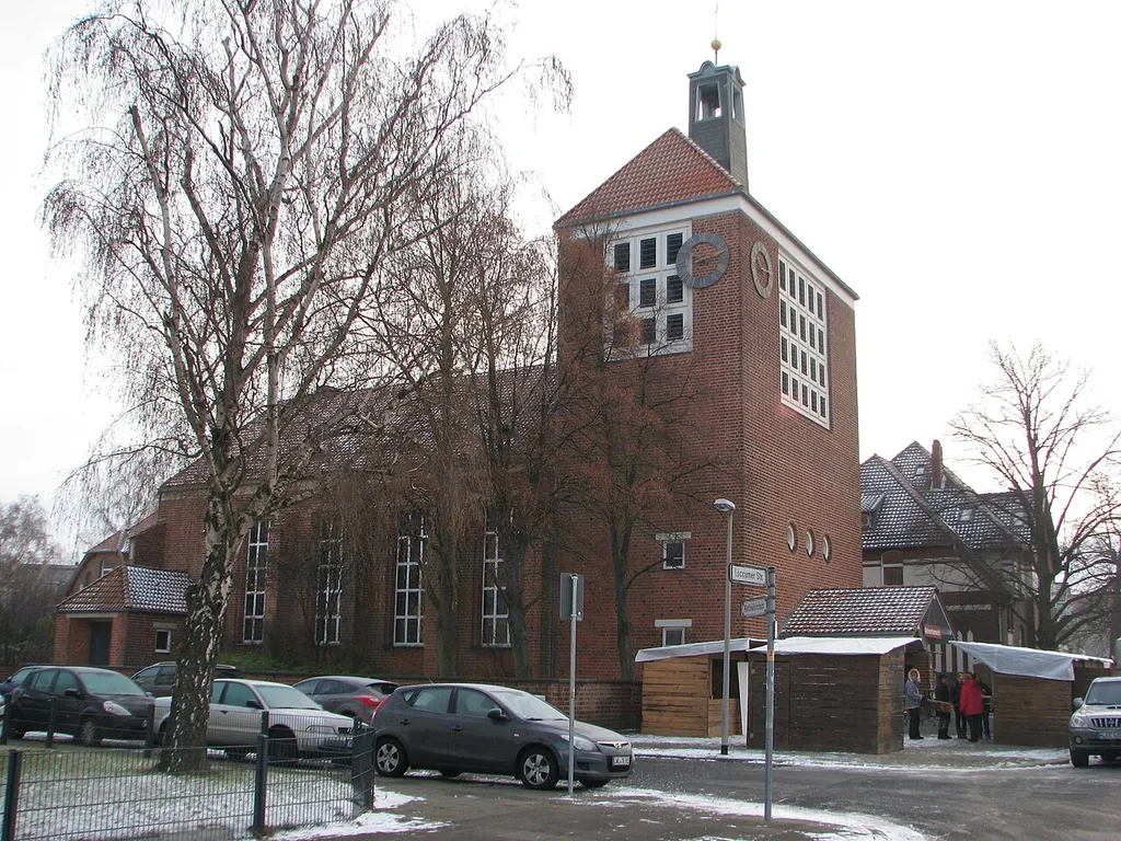 Church Matthaeikirche Hanover Wuelfel, view from Loccumer Strasse