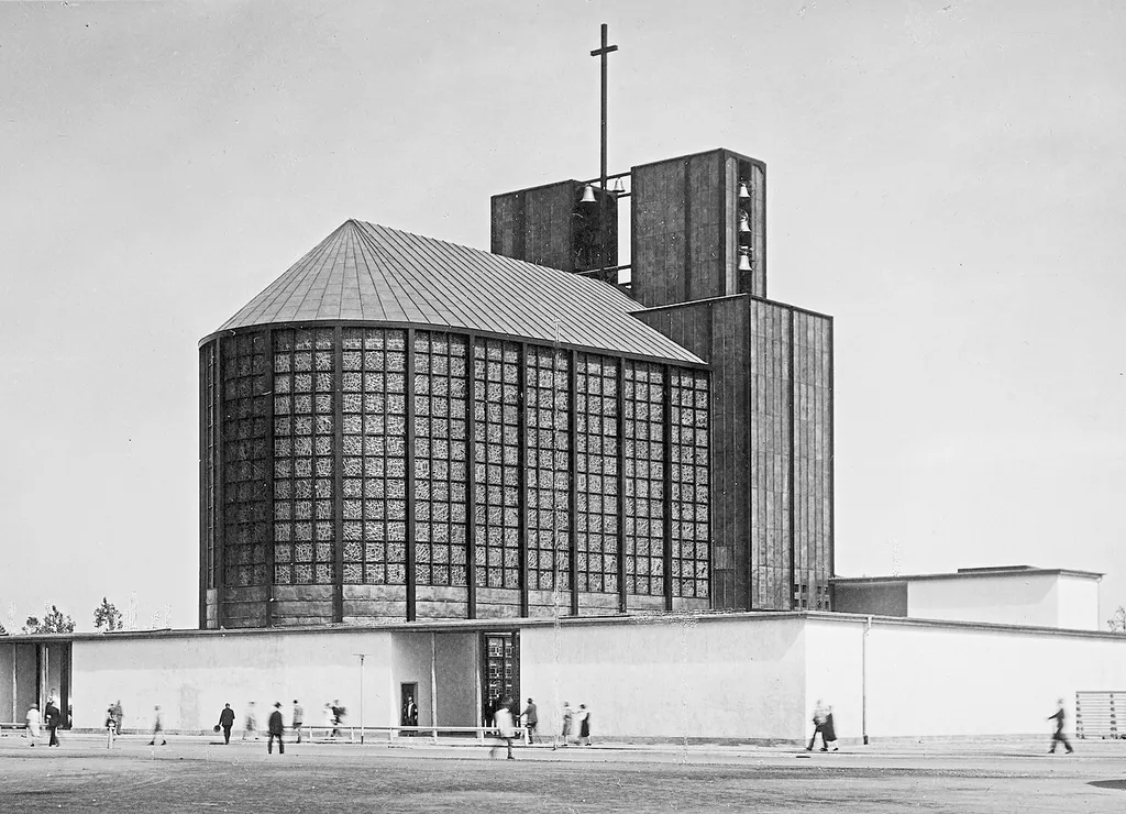 Stahlkirche von Otto Bartning auf der Pressa, Köln 1928