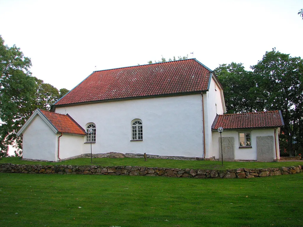 The church of Södra Lundby viewed from the north. The church is situated in Södra Lundby parish, Laske hundred, Vara municipality, former Skaraborg county, the Diocese of Skara, Västergötland, Västra Götaland county, Sweden.
