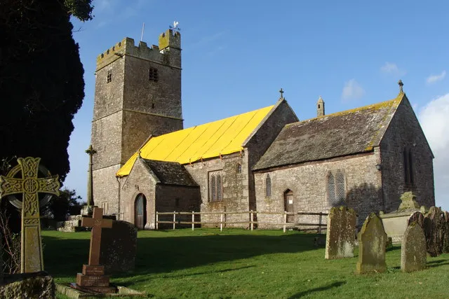 Llandenny Church in winter sunshine - with sunshine roof! The full dedication is The Church of St John the Apostle and Evangelist, Llandenny.