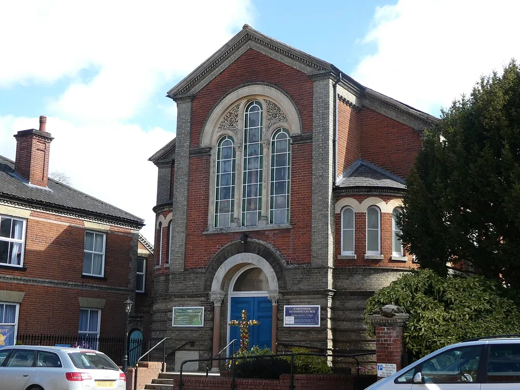 The Wymondham Methodist Church on Town Green in Wymondham, Norfolk.