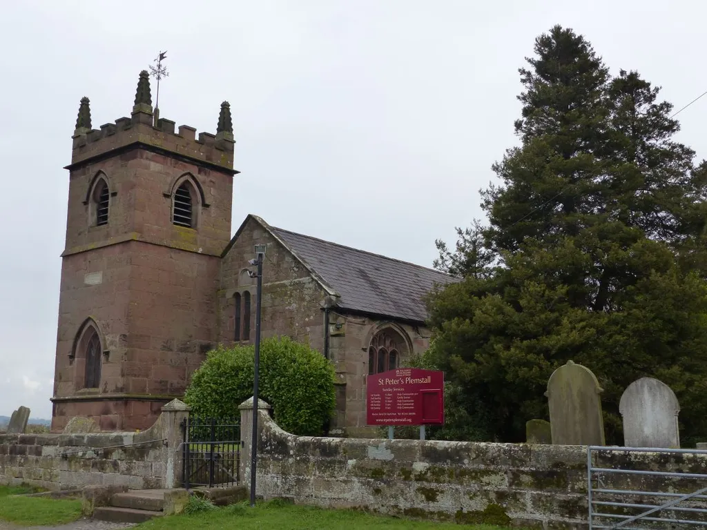 St Peter's parish church, Plemstall, Cheshire, seen from the southwest