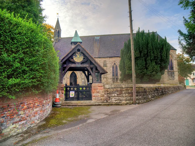Photograph of the lychgate, Holy Trinity Church, Clifton, Derbyshire, England