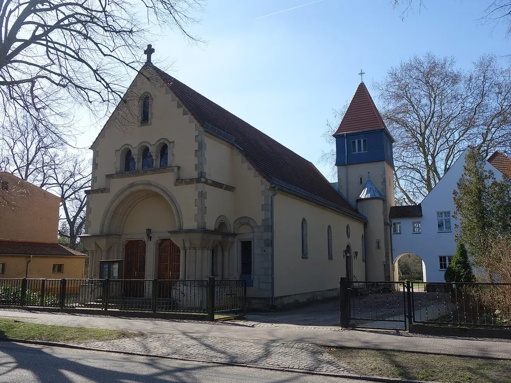 North-north-eastern view of the Roman Catholic Holy-Heart-Church in Neustadt/Dosse , Neustadt/Dosse municipality , Ostprignitz-Ruppin district, Brandenburg state, Germany.