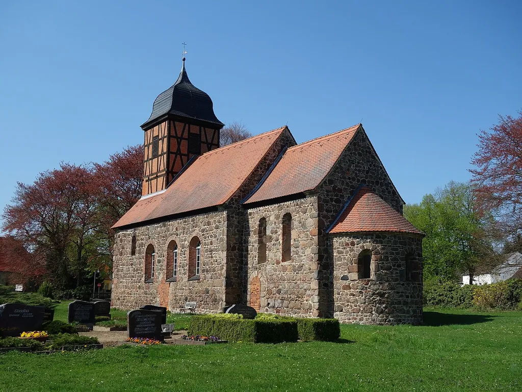 South-eastern view of the church in Grabow , Mühlenfließ municipality, Potsdam-Mittelmark district, Brandenburg state, Germany