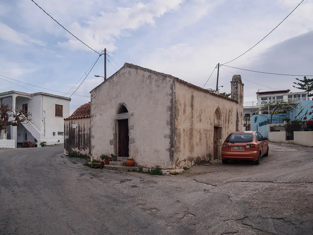 The late 14th century church of Saint John at the centre of Erfoi, Rethymno, Crete.