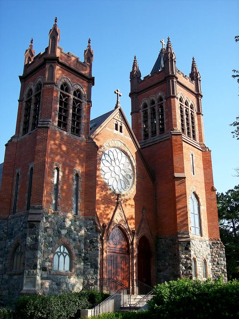 The landmark St. Paul on the Lake Catholic Church, on Lakeshore Drive in Grosse Pointe Farms, Michigan.