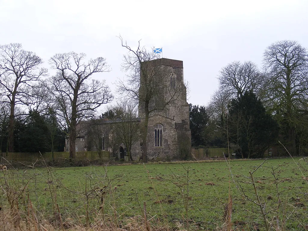 Church of St Andrew in Mickfield, Suffolk, England. A Grade I listed medieval church.