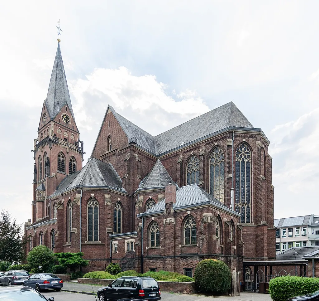 Krefeld (North Rhine-Westphalia, Germany) – district Inrath – Catholic Saint Anne's Church – view from the northeast
