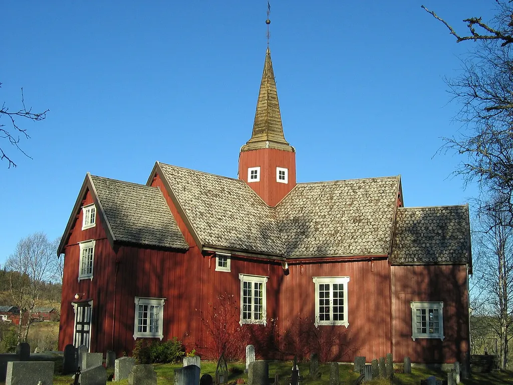 Budal Church, Midtre Gauldal, Sør-Trøndelag, Norway. Norwegian: Budal kyrkje, Midtre Gauldal, Sør-Trøndelag, Noreg.