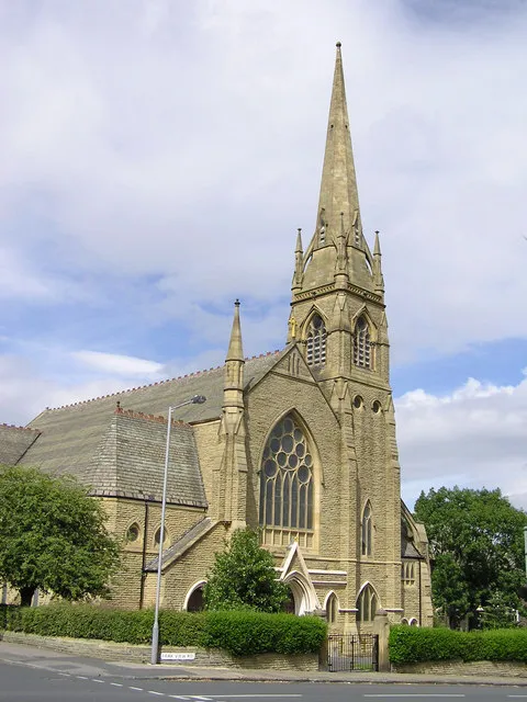 Ukrainian Catholic Church of the Most Holy Trinity and Our Lady of Pochaiv, Park View Road, Manningham, Bradford, West Yorkshire, seen from the south. Built as the Wesleyan Methodist church of St John.