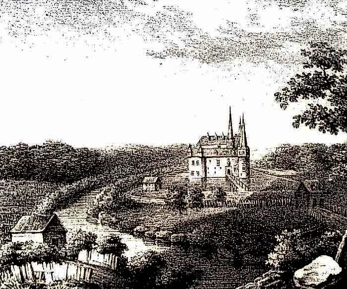 Haus Waterlappe-Fürstenberg (Zustand vor 1680), Kupferstich des 19. Jahrhunderts