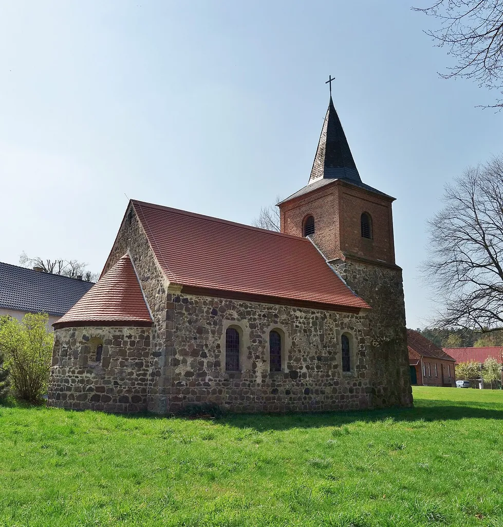 North-north-eastern view of the church in Haseloff , Mühlenfließ municipality , Potsdam-Mittelmark district, Brandenburg state, Germany.