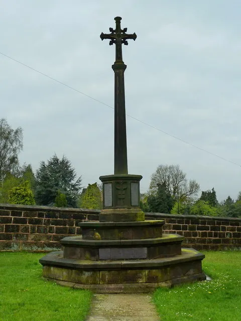Photograph of the war memorial in the churchyard of St Laurence's Church, Frodsham, Cheshire, England
