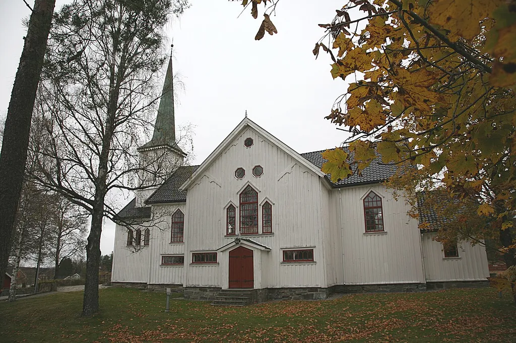 Båstad kirke. Church in Trøgstad, Østfold, Norway.