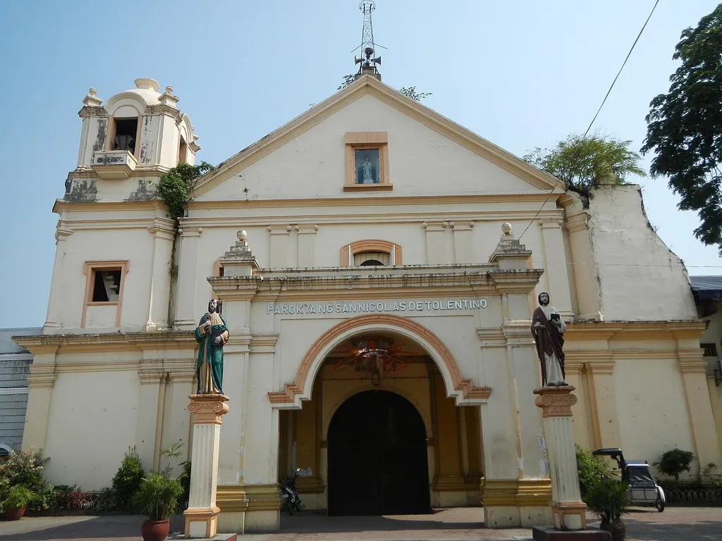 Facade of the Macabebe Church (San Nicholas De Tolentino Parish Church) in Pampanga.