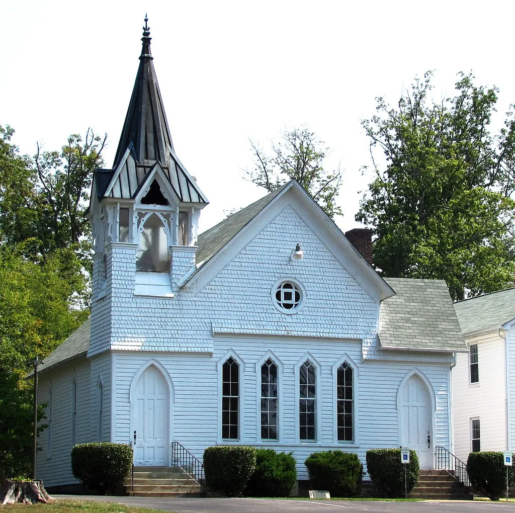 New Salem United Methodist Church (2417 Tipton Station Rd.) in South Knox County, Tennessee, USA. Built in the late nineteenth century, this church is now listed on the National Register of Historic Places.