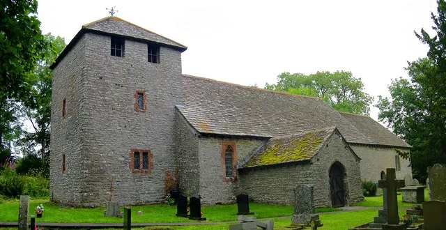 St Teilo, Llandeilo Graban High above the Wye valley in a circular churchyard