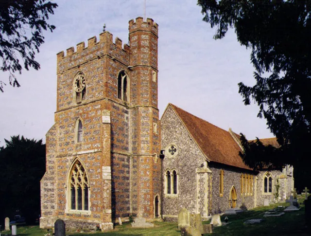 Church of England parish church of St Andrew, Bradfield, Berkshire: view from the southwest