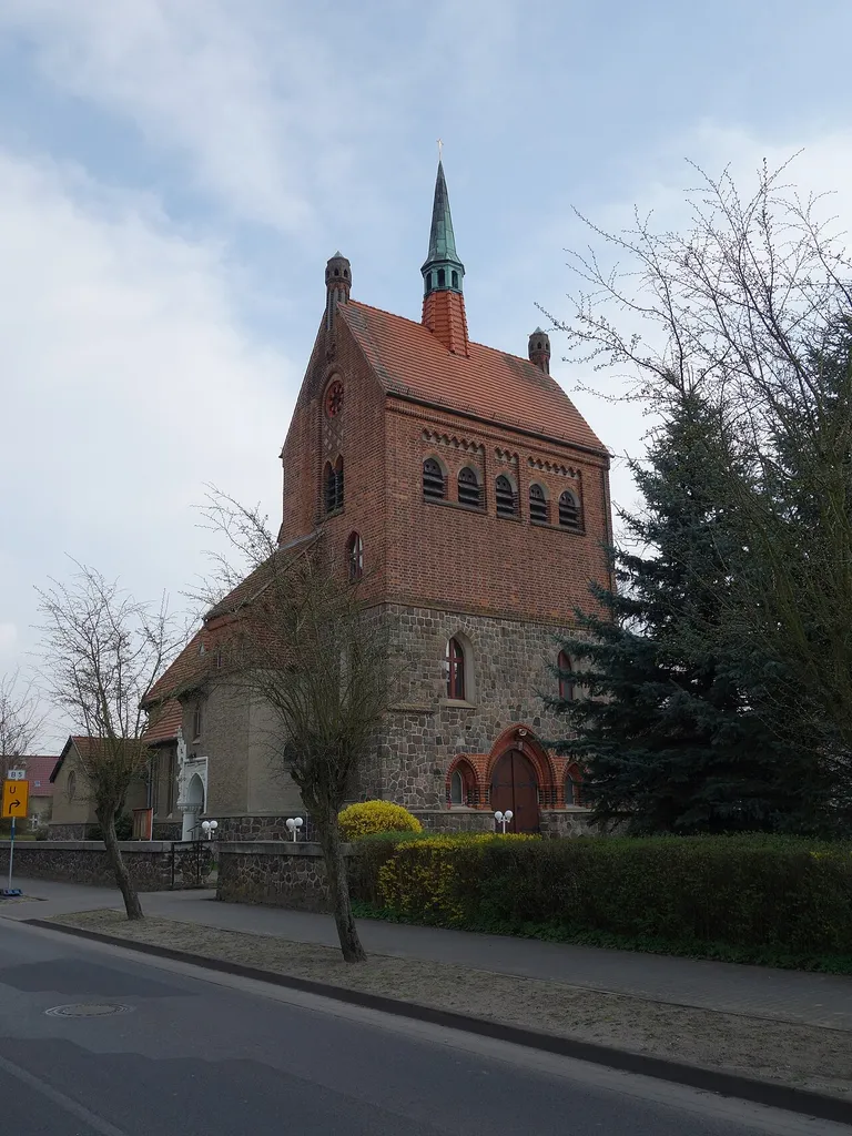 North-western view of catholic Holy-Spirit church in Kyritz municipality, Ostprignitz-Ruppin district, Brandenburg state, Germany