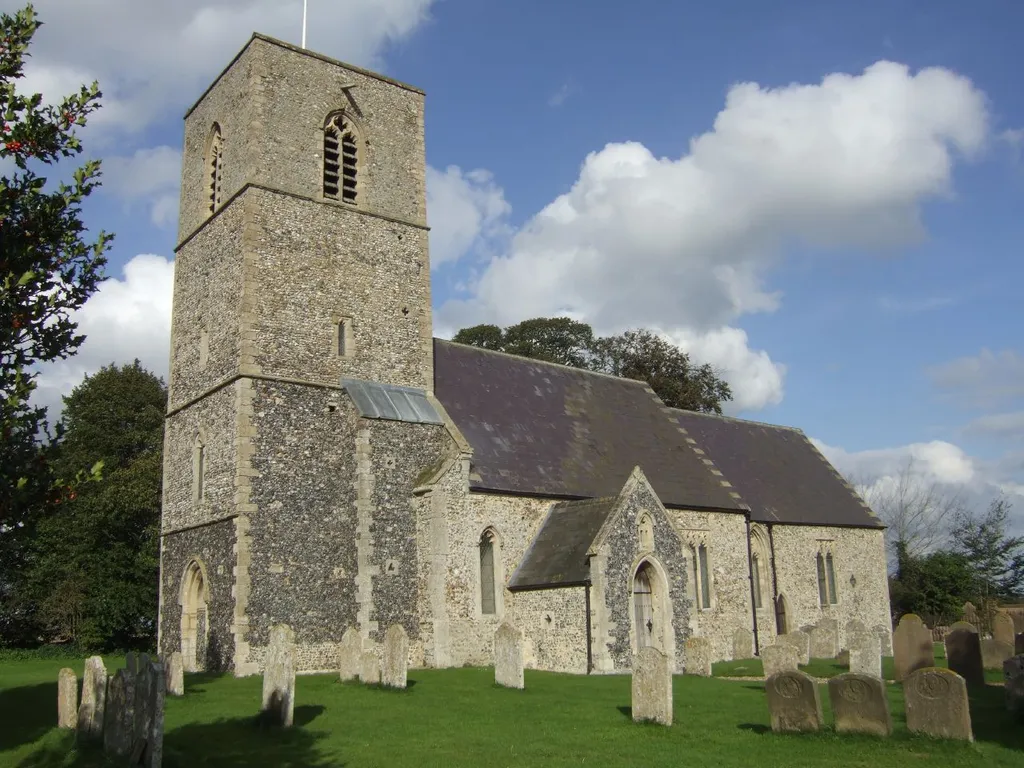 All Saints' parish church, Rockland All Saints, Norfolk, seen from south-southwest