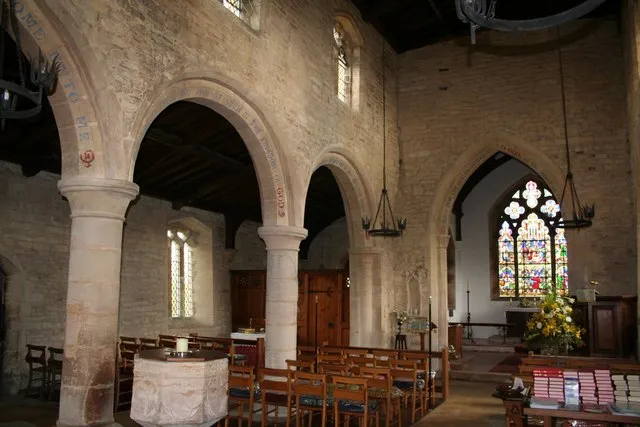St.Mary's church nave. Early 13th century north arcade in St.Mary's church, Bitchfield