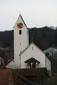 roman catholic parish church with cemetery wall