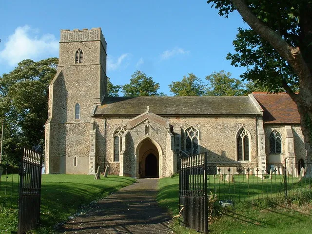 Church of St Mary in Old Newton, Suffolk, England. A Grade I listed medieval church.