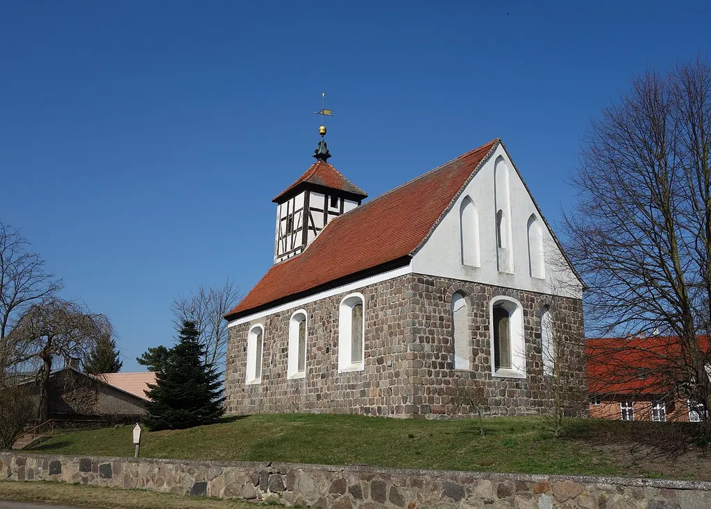 East-south-eastern view of the church in Serwest , Chorin municipality , Barnim district, Brandenburg state, Germany.