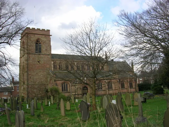 St Wilfrid's parish church, Ford Lane, Northenden, Greater Manchester, seen from the south