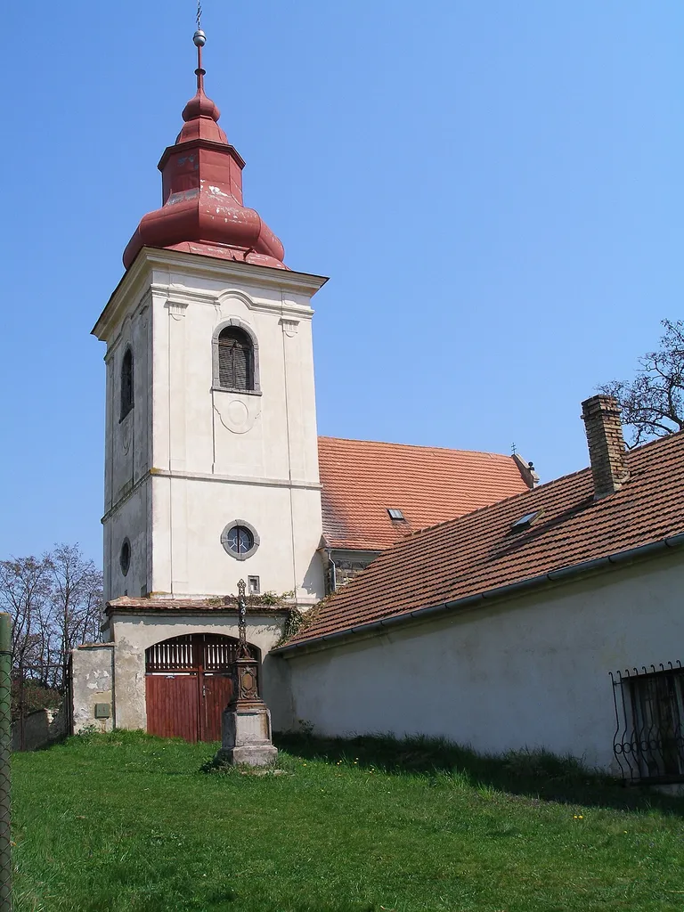 The church tower in the Kostomlaty pod Řípem.