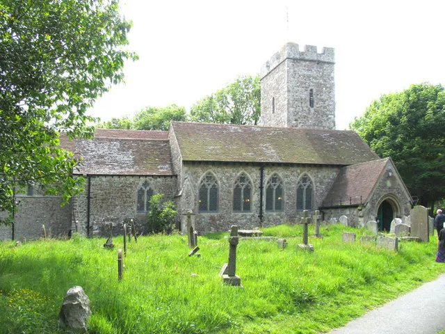St Martin's parish church, Cheriton, Kent, seen from the northeast