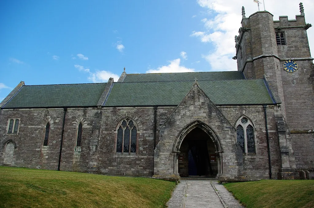 St Edward the Martyr parish church, Corfe Castle, Dorset, seen from the north