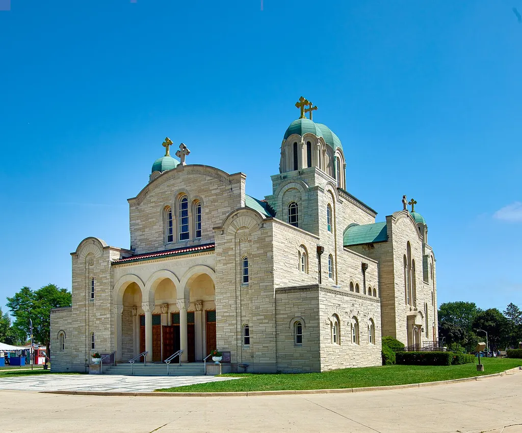 Title: The St. Sava Serbian Orthodox Cathedral in Milwaukee, Wisconsin. Completed in 1956, the cathedral is part of a complex that also includes a parochial school and an event center known as the American Serb Hall, in a historically Serbian-American neighborhood of Milwaukee. Physical description: 1 photograph : digital, tiff file, color. Notes: Purchase; Carol M. Highsmith Photography, Inc.; 2016; (DLC/PP-2016:103-1).; Forms part of: Carol M. Highsmith Archive.; Credit line: Photographs in the Carol M. Highsmith Archive, Library of Congress, Prints and Photographs Division.; Title, date and keywords based on information provided by the photographer.