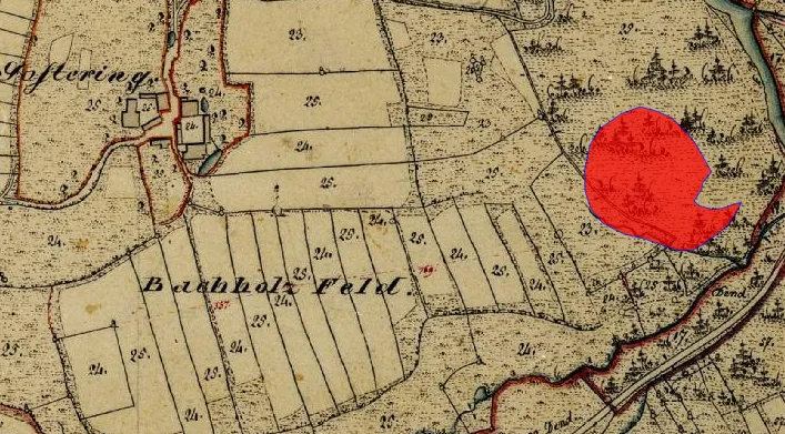 Lageplan von Burgstall Gastering auf dem Urkataster von Bayern