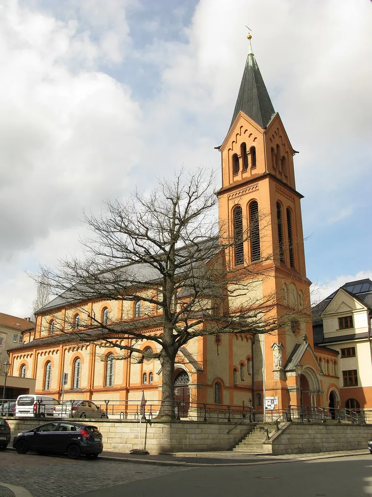 Plauen, denkmalgeschütztes Herz-Jesu-Kirche in der Gustav-Adolf-Straße