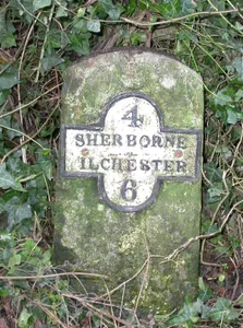Milestone, between Adber Cross and Railway Bridge