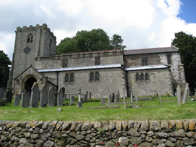 St James' parish church, Brassington, Derbyshire, seen from the southeast from Church Street