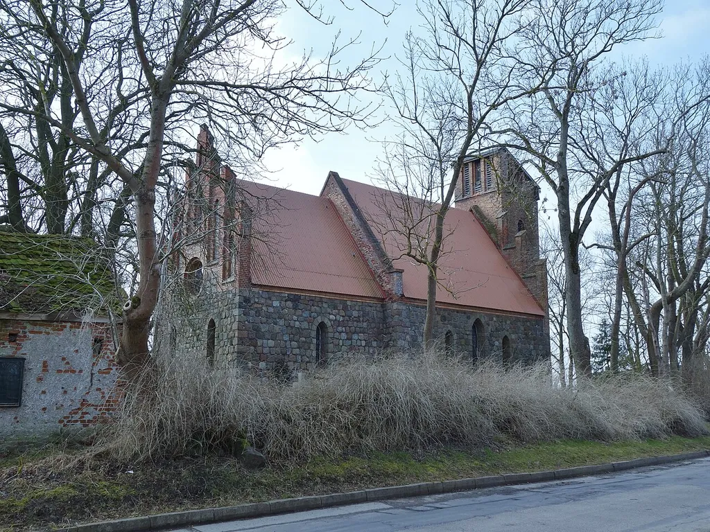 North-eastern view of the church in Weselitz , Uckerfelde municipality , Uckermark district, Brandenburg state, Germany.