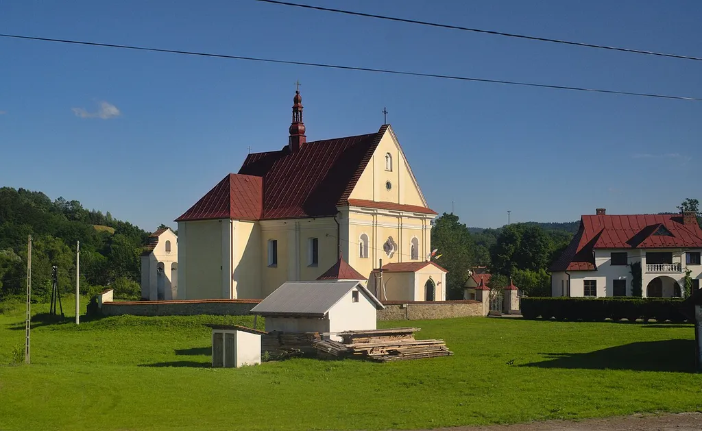 kościół św. Anny w Hoczwi, widok z okna autokaru