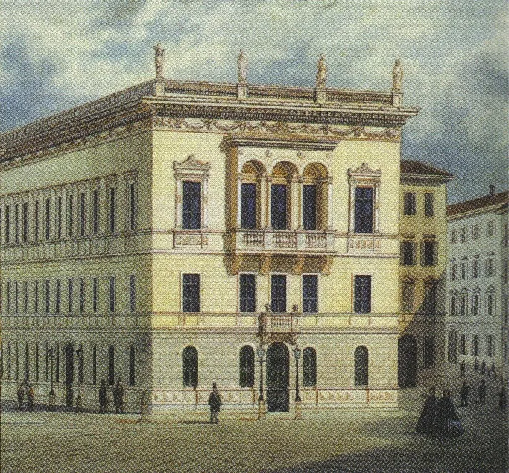 "Revoltella-Palais", Painting of Palazzo Revoltella in Triest, by Alberto Rieger (1865)