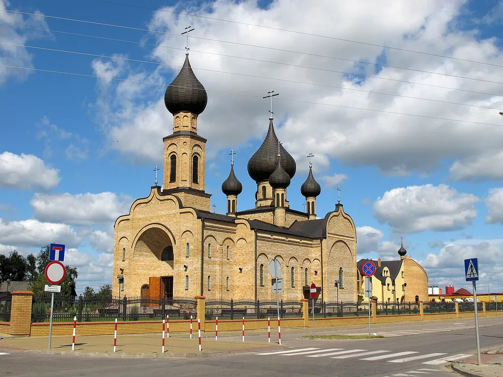 Dormition of BVM orthodox church by Adama Mickiewicza 179 street in Bielsk Podlaski, gmina Bielsk Podlaski, podlaskie, Poland.