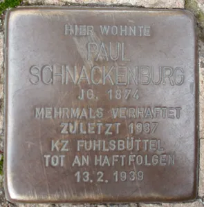 Stolperstein dedicated to Paul Schnackenburg