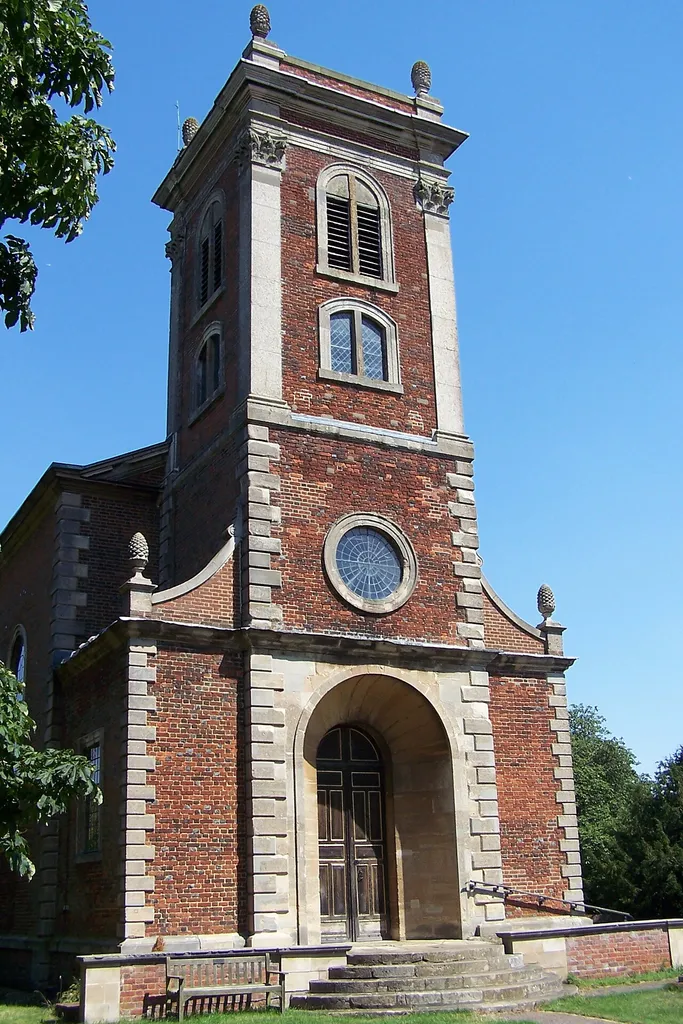 St Mary Magdalene's parish church, Willen, Milton Keynes, seen from the west