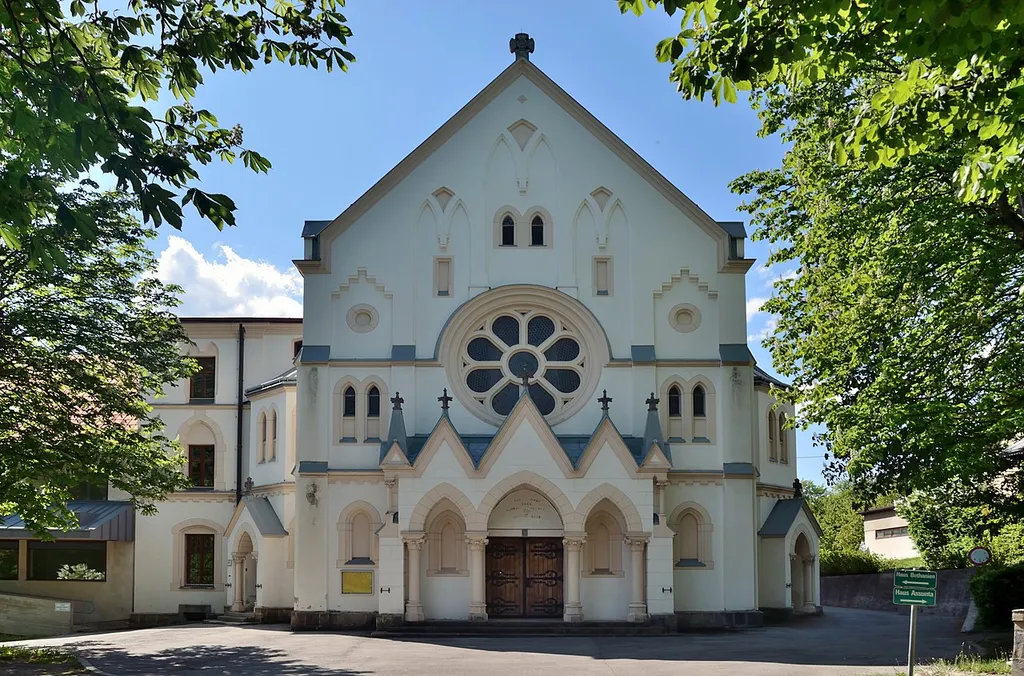 Church of the so called Annunziatakloster der Franziskaner-Missionarinnen „Am Stein“ in Maria-Anzbach, Lower Austria. The monastery is protected as a cultural heritage monument. The momnastery was built starting with 1899, the church in 1908/10.