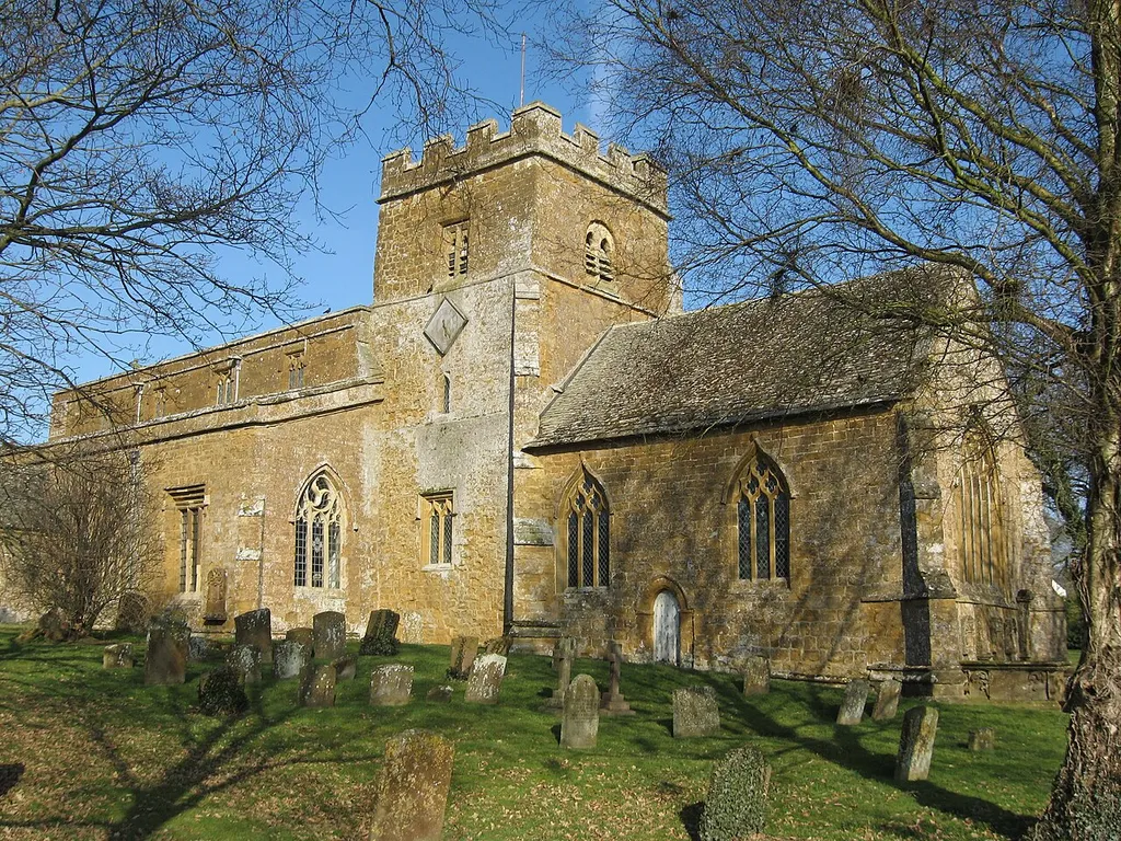 Church of England parish church of St Ethelreda, Horley, Oxfordshire. The central tower and chancel survive from the late Norman church of 1180. The south aisle was enlarged and the clerestory and south porch were added in the 14th century.