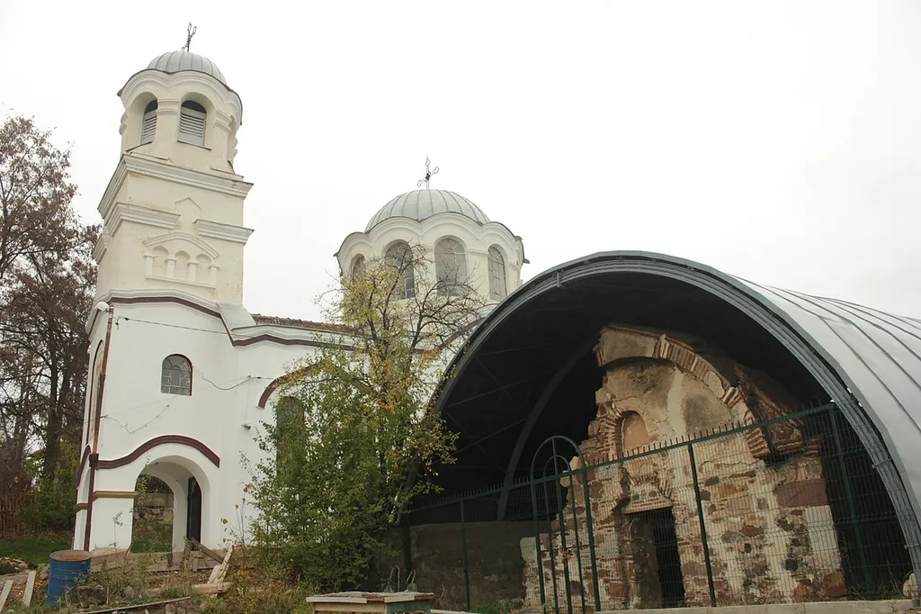Medieval ruins and new Saint Petka Church in Balcha