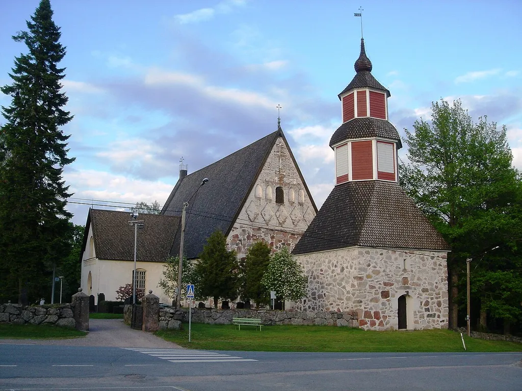 Church of Saint Lawrence in Janakkala, Finland. The oldest part of the medieval church is believed to be built in the end of the 15th century or in the beginning of the 16th century.